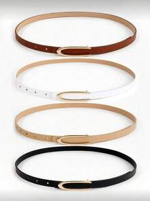 1/2/3/4条装简约时尚U型扣女士细腰带，优雅高端设计，适合搭配连衣裙，百搭休闲日常通勤腰带，亦可作为礼物赠送 - 彩色 - 查看 1