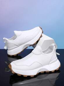 Giày thể thao nam thời trang thường ngày màu trắng đa năng, giày thể thao đế dày - trắng - Xem 1