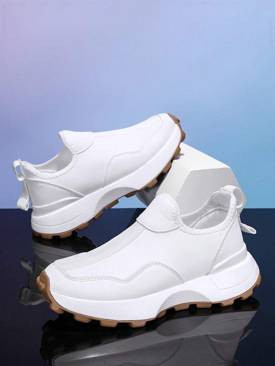 Giày thể thao nam thời trang thường ngày màu trắng đa năng, giày thể thao đế dày - trắng - Xem 1