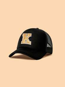 Mũ lưỡi trai trẻ em màu đen, in 26 chữ cái theo yêu cầu, họa tiết chữ bằng vải đính kim sa vàng, kiểu dáng thời trang, tinh tế, đa năng, nhẹ, thoáng khí với thiết kế đục lỗ, thích hợp làm quà tặng sinh nhật, ngày lễ, phù hợp cho bé trai và bé gái sử dụng hàng ngày ngoài trời, đi học, giải trí vào mùa xuân hè. - màu đen - Xem 18