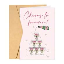 1pc Cheers To Forever Engagement Card For Couple, Wedding Congratulations Card Gift For Her Him, Romantic Cards For Fiance Sister Brother Best Friend - Multicolor - View 11