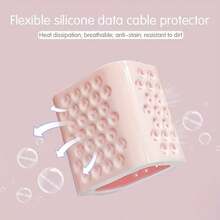 Set de 5 piezas Funda protectora con panal rosa para disipar el calor, compatible con cable de datos Apple, cargador de 18-20W, a prueba de roturas y arañazos