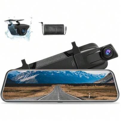 Genérico DashCam para Auto, Camara para Carro, 1080P Cámara Frontal para Automovil, Vista Interna Delantera Trasera, Pantalla de 10 Inch