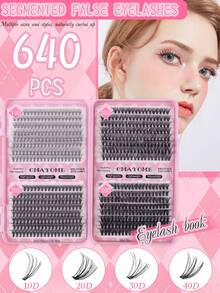 This 640pcs Set Includes 10D/20D/30D/40D/50D/120D/140D/160D Mixed Synthetic Mink Hair False Eyelashes, With A Curl Of 0.07mm And Length Of 10-16mm. It Contains Natural-Looking 3D Russian Volume False Eyelashes Suitable For Beginners And Reusable. - D - View 4