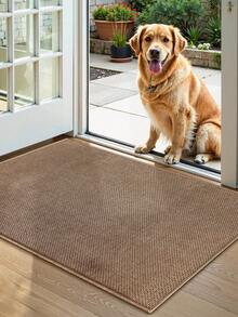 1件秋冬新款加厚门垫，亚麻编织材质，易于清洁，现代简约乡村风格，适用于浴室入口、淋浴房、浴缸边，四季皆宜，秋季新款，圣诞节、情人节礼物，家居装饰，隔音 - 棕色 - 查看 2