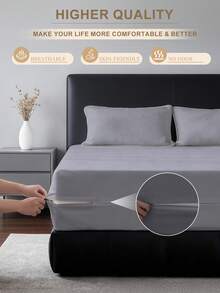 1件装防水拉链床垫保护套，适用于5.9-9英寸厚的床垫，透气静音，适用于单人床、双人床、大号床、特大号床，灰色 - 灰色(床單高20cm) - 查看 5