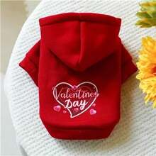XL Cute Dog Hoodie Sweatshirt, Winter Clothing, Red & White, Valentine's Day Style, Small Dog & Puppy Hooded Jacket, Dachshund Pet Pullover - Red - View 7