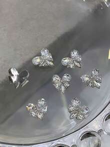 Bộ 10 viên đá Zirconia hình bướm trang trí móng tay, đá Zirconia hình trái tim màu bạc trắng lấp lánh, phụ kiện trang trí móng tay mùa đông, đồ dùng làm móng, đá trang trí móng tay. - Nhiều màu - Xem 6