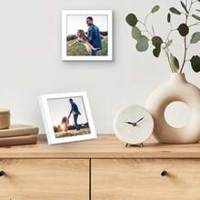 Americanflat - Marco de fotos de 6 x 6 pulgadas en color negro – Marco de fotos con borde fino con vidrio resistente a roturas, accesorios para colgar y caballete, marco de fotos cuadrado para pared y mesa(Blanco 12,7 x 12,7 cm (5x5 pulg.)) - Multicolor - Ver 6