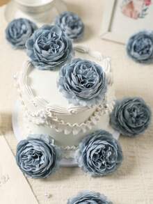 12/24 peças de flores artificiais de peônia, cabeças de flores de peônia simuladas com hastes para decoração de festas de casamento, decoração de bolos e centros de mesa para sala de estar, plantas artificiais, decoração de outono, decoração de quarto, mesa, jardim, artigos de decoração para ambientes. - Menta verde - Ver 6