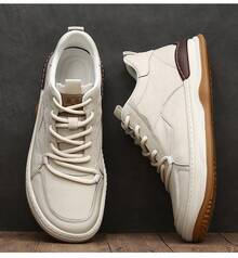 Men's High-Top Casual Clown Shoes Versatile Casual Shoes New Top Layer Cowhide Men's Shoes Sneakers For Men - 黑色(高筒單鞋) - 查看 6