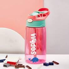 16oz/480ml Personalized Name Water Bottle For Kids, Stainless Steel 12oz/350ml Leakproof Bottle, Unicorn Space Themes, Straw Cap & Name Band Included, Back To School - Style 1 - View 23
