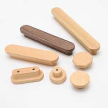 2pcs Solid Wood Single Hole Drawer Pull Handle, Round Head Wooden Cabinet/Wardrobe/Kids Room Door Knob - Beech Walnut - View 10