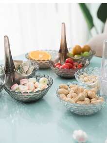 Multi-Layer Stackable Fruit Plate, Living Room Snack Storage Box, Candy Dish, Modern Creative Plastic Coffee Table Household Dried Fruit Tray Fruit Basket - Clear - View 2