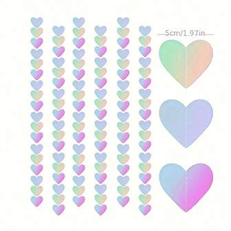 6件闪亮彩色激光爱心花环，情人节、圣诞节、万圣节主题派对装饰，适合女孩生日派对、拍照道具、复古主题横幅用品