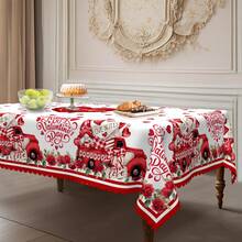 1 pezzo Tovaglia rotonda per il nuovo San Valentino, con stampa di camion rosso, rose e cuori, adatta per tavoli rotondi e rettangolari, tavolo da pranzo, tavolo da caffè, decorazione a quadri grigi, decorazione per feste di anniversario - Facile da pulire, in tessuto di poliestere, regalo di San Valentino per coppie, adatta per stile rustico o moderno, tema romantico, materiale durevole, decorazione domestica per le vacanze - Multicolore - Visualizzare 3
