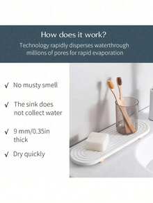 1/2个硅胶水槽收纳托盘（白/灰） - 吸水石厨房浴室台面架，白/灰条纹设计，速干牙刷架，家居用品厨房用品浴室用品 [款式随机发货] - 彩色 - 查看 6