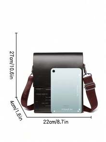 saroxi 1pc Minimalist PU Leather Shoulder/Crossbody Bag For Men, Casual Messenger Bag With Side Pockets, Versatile For Commuting, Black Color, Great Gift For Boyfriend Valentine's Day