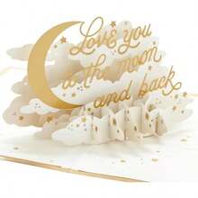 Hallmark - Tarjeta de amor emergente, tarjeta de aniversario o tarjeta de cumpleaños para marido o esposa (Love You to Moon and Back Signatuer Wonder)(Pop Up, Moon and Back) - Multicolor - Ver 1