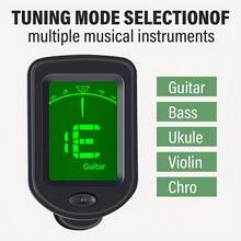 Electronic Tuner, Universal For Guitar And Ukulele, High-Precision Portable Tuning Meter, Durable & Compact Music Accessory, Essential For Music Enthusiasts - Black - View 5