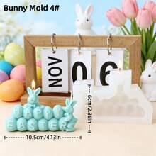 复活节快乐标语兔子蜡烛模具 3D兔子香薰蜡烛石膏模具 DIY花兔设计手工蜡烛制作模具 - 白色 - 查看 12