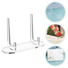 1/3/6pcs Display Stand, Single Badge Millet Storage Rack, Acrylic Commemorative Coin Streamer Transparent Perimeter Sign Stand, Clear Plastic Desktop Holder - Clear - View 2