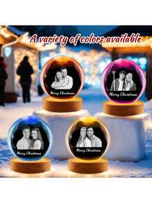 Personalized Crystal Ball Night Light - 12 Styles, 2D Photos LED Base Colorful Light, Wedding Anniversary Couples Gifts, Moon Night Lamp - Multicolor - View 11