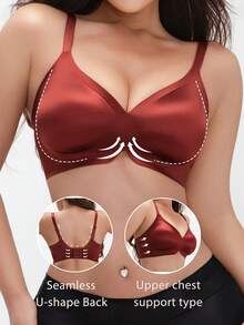 Áo ngực nữ không gọng, không đường may, nâng đỡ bằng gel dẻo, thoải mái, bền và có thể giặt được. - Màu Đỏ Sâu - Xem 1