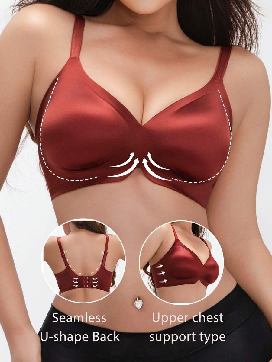 Áo ngực nữ không gọng, không đường may, nâng đỡ bằng gel dẻo, thoải mái, bền và có thể giặt được. - Màu Đỏ Sâu - Xem 1