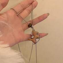 极简时尚马蹄形锁骨链项链，女士创意毛衣链饰