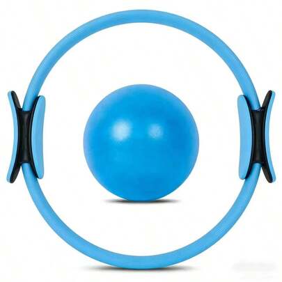 مجموعتان من بدلات اللياقة البدنية للبيلاتس واليوغا - معدات اللياقة البدنية المنزلية للنساء - دائرة البيلاتس الصغيرة ، كرة اللياقة البدنية للبيلاتس واليوغا ، مناسبة للتمارين المنزلية للساقين والذراعين والفخذين وما إلى ذلك.