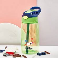 16oz/480ml Personalized Water Bottle For Kids, With Straw And Cap, Birthday/Back To School Supplies, Reusable, Suitable For Children, Boys, Girls And Teens, Great Gift Idea. 12oz/350ml Stainless Steel Water Bottle For Kids, With Silicone Straw, Unicorn, Butterfly, Space, Construction Vehicle Themes, Pink, Green, Blue, Purple, 5 Color Options, Children, Urban Chic, Modern, Colorful, Cute - Style 2 - View 25