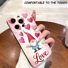 1PC Phone Case,  Gnome Holding Heart Balloons Love , Stylish Phone Case, Phone Decoration, All-around Lens Protection, Creative Small Gift, Funny Gift for Boys and Girls - ブラック - チェックする 2