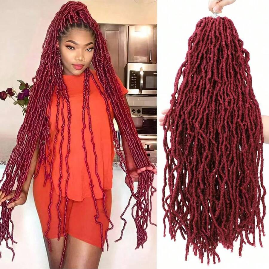 FULCRUM 8/12/18/24/30/36 Inch Faux Locs Crochet Hair Faux Loc Crochet Braids Curls Soft Locs Crochet Hair Extensions For Women & Girls - Burgundy - View 1