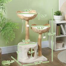 Modern Cat Tree With Wooden Scratching Posts Condo Beds Cushions - 如圖所示 - 查看 2