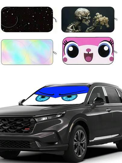 59.06 x 27.5 英寸可折叠挡风玻璃遮阳罩 - 通用汽车遮阳板保护罩，阻挡紫外线和热量，适用于轿车、SUV、卡车