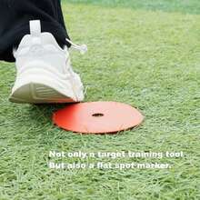 便携式可调节绳长悬挂设计，耐用TPE材质足球射门训练靶，可拆卸，方便个人在场上训练使用，足球速度敏捷训练标志圆盘，悬挂式射门练习器材，易于适配足球及其他多种运动，有效提升射门精准度，适合家庭及场上训练，足球训练器材，足球配件