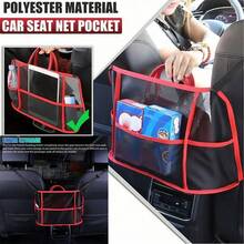 1pc Red & Black Universal Car Storage Net Pocket, Serves As Both A Handbag Holder And A Practical Storage Bag Between The Seat And Seat Side. Upgraded With Restraint Strap Design To Secure Items More Steadily And Prevent Bag, Cup, Etc. From Falling During Driving - Multicolor - View 2