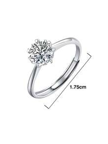 1pc Luxury 925 Sterling Silver 1 Carat 6.5mm Moissanite Ring, Suitable For Women's Daily Wear, Party, Holiday, Valentine's Day, Mother's Day, Birthday, New Year, Wedding Anniversary, Women's Jewelry Gift