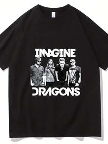 Camiseta de cuello redondo de Imagine Dragons Loom World Tour 2025, ideal como regalo para fans de la música, unisex, informal, con estampado de verano. - Negro 16 - Ver 1