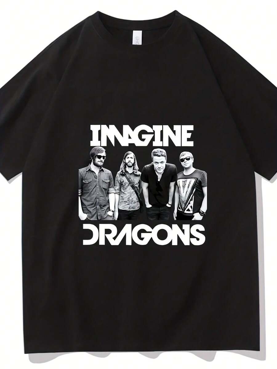Camiseta de cuello redondo de Imagine Dragons Loom World Tour 2025, ideal como regalo para fans de la música, unisex, informal, con estampado de verano. - Negro 16 - Ver 1