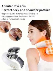 New EMS Electric Neck Massager, 6 Models, 9 Speed Levels, Neck & Shoulder Massage, Spine Relaxation, Auto Heating, Therapy Relief, Rechargeable EMS