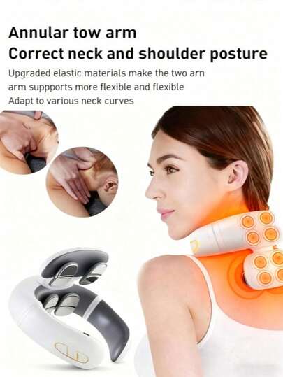 New EMS Electric Neck Massager, 6 Models, 9 Speed Levels, Neck & Shoulder Massage, Spine Relaxation, Auto Heating, Therapy Relief, Rechargeable EMS