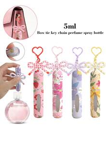 1/2/4个装可爱蝴蝶结吊坠香水瓶钥匙扣，印花化妆瓶挂饰，女士手提包、背包装饰，可填充5毫升香水，生日/节日礼物，旅行必备 - 彩色 - 查看 20