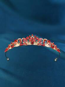 1件装小巧可爱新娘皇冠，饰有水钻，适合派对、婚礼等场合，皇家头饰，情人节配饰 - 彩色 - 查看 5