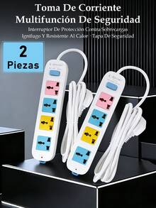 Regleta Multicontacto , Outlet Extender,Enchufe Multiple de 2 M con 4 Salidas CA ,Protector de Sobretensión, Multicontacto Pared Adaptador Enchufe para Hogar y Oficina - 4 enchufes - 2 piezas - Ver 1