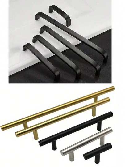 10pcs Arch Style Polished Metal Handles, Solid Aluminum Alloy Cabinet Door Drawer Pulls, Modern Simple Black Metal Finish For Furniture Hardware