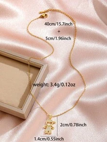 1pc Personalized Design Gold-Plated Copper Cubic Zirconia Baseball Cap Pendant Necklace, Party Decor Accessory Gift For Family, Friends, Daily, Travel - Gold - View 5