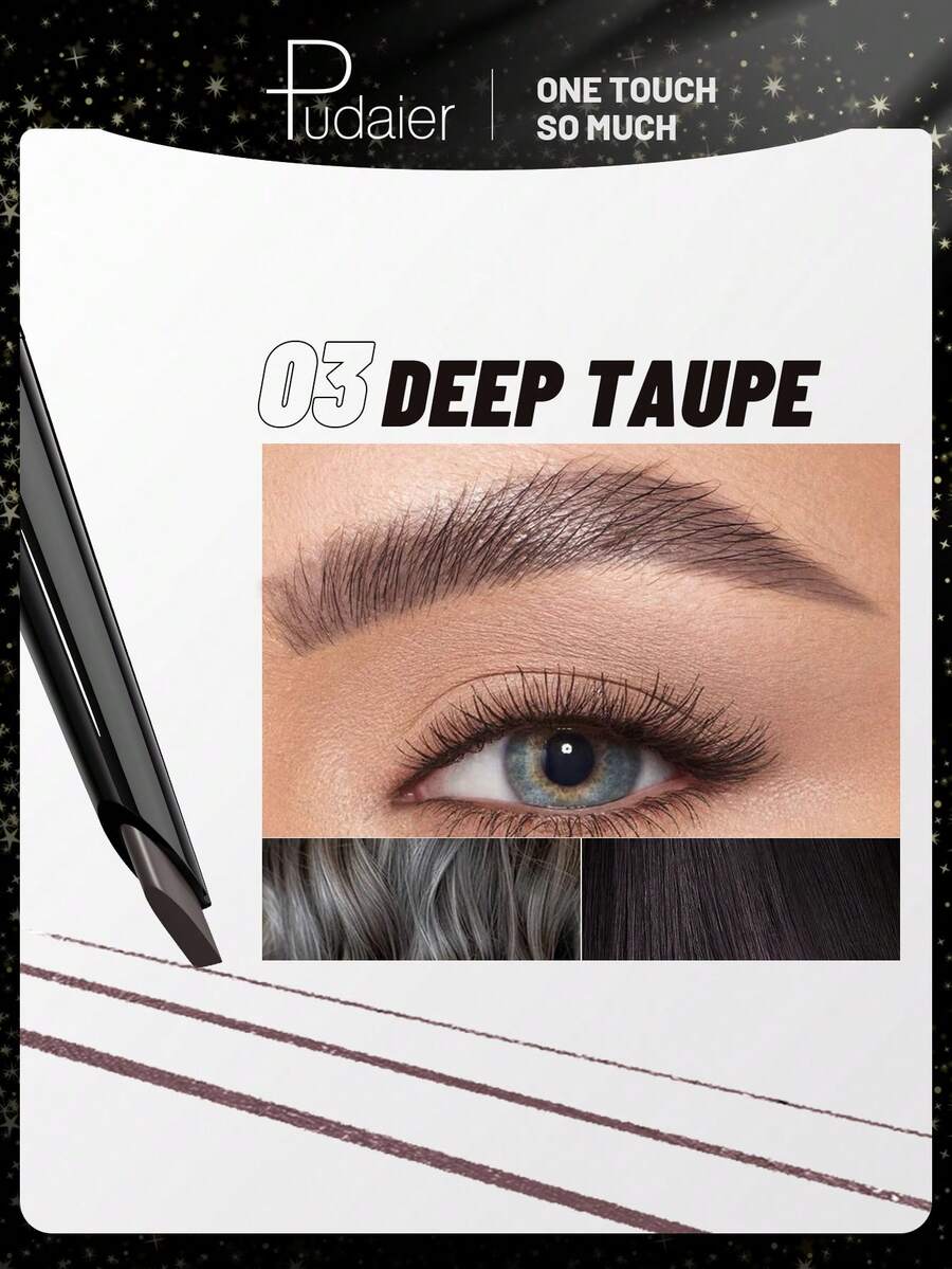 Pudaier Ultra-Fine Eyebrow Pencil - Waterproof, Sweat-Resistant, Non-Clumping, Smooth Application, Built-In Eyebrow Brush, Creates Natural And Refined Eyebrow Shape. - #03 - View 1