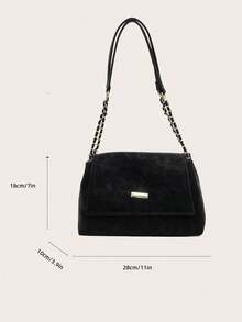 Bolsa De Ombro Feminina Retrô Em Pu Fosco, Estilo Outono/Inverno, Com Aba Elegante E Fecho Magnético. Bolsa Quadrada Com Design Europeu E Americano, Ideal Para Uso Diário, Viagens, Encontros E Compras. Grande Capacidade. - Multicolorido - Ver 2